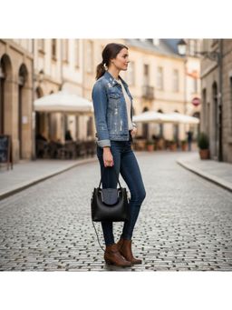 PARTIQ - Style For College Students To Commuting Class Handbag with Detachable Strap - black