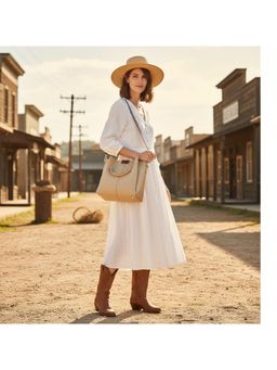 PARTIQ - Style For College Students To Commuting Handbag with Detachable Strap - Off White