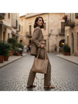 PARTIQ - Womens Fashion Retro Student Class Handbag With Detachable Strap - Beige