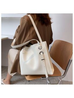 PARTIQ - Womens Fashion Retro Student Class Handbag With Detachable Strap - White