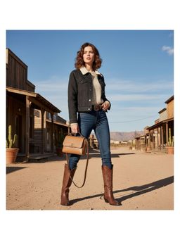 PARTIQ - Square Soft Leather Large Capacity Womens Versatile Handbag With Detachable Strap - Beige