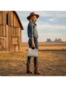 PARTIQ - Korean Version Womens Chain Square Diagonal Hand Trendy Handbag With Detachable Strap - Grey