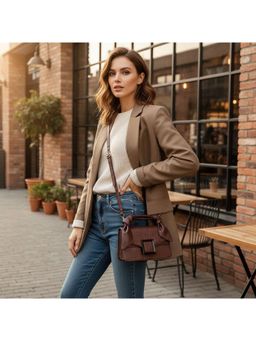 PARTIQ - Style All-Match Stylish Womens Handbag With Detachable Strap - Brown