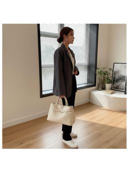 PARTIQ - Travel Hand Casual Briefcase Simple Commuting Handbag - White