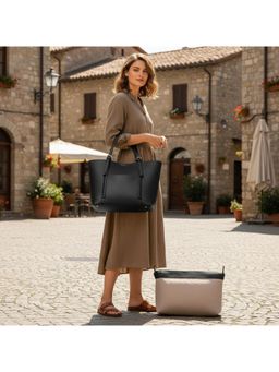 PARTIQ - Autumn And Winter Style Trendy Versatile Hand-Held Handbag With Pouch - Black