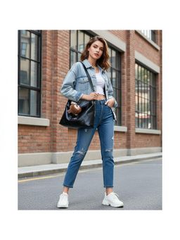 PARTIQ - Large Capacity Commuter Fashionable All-Match Shoulder Womens Handbag - Black