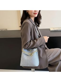 PARTIQ - Stylish Chain Versatile Bucket Bag with Detachable Strap - Blue