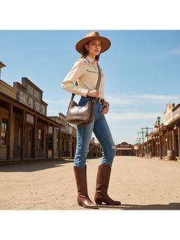 PARTIQ - Style Retro Commuter Versatile Broadband Crossbody Bucket Sling Bag - Brown