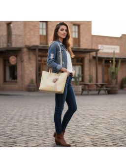 PARTIQ - College Students Commuting To Class Large Capacity White Handbag - Yellow