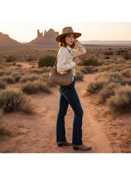 PARTIQ - All-Match Crocodile Pattern Crescent Retro Fashion Hand Underarm Handbag - Beige