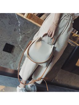 PARTIQ - Style Korean Bucket Hand-Held Outing Single Women Handbag - Grey