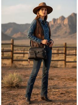 PARTIQ - Style Fashionable Versatile Retro Texture Small Square Sling Bag - Black