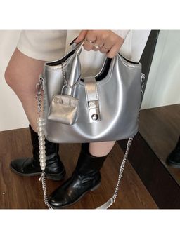 PARTIQ - Style Light Luxury Commuter Portable & Versatile Handbag with Detachable Strap - Silver