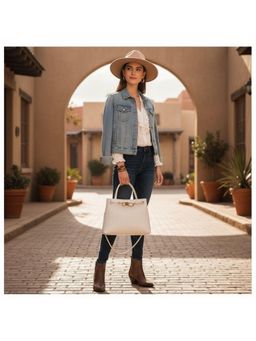 PARTIQ - Womens Diamond Handbag With Detachable Strap - Off White