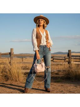 PARTIQ - Small Trendy Womens Handbag with Detachable Strap - Pink