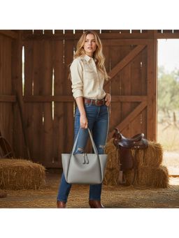 PARTIQ - College Student Simple Fashion Hand Large Capacity Versatile Bucket Handbag - Grey