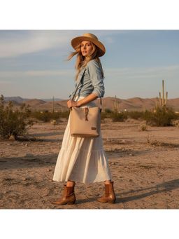 PARTIQ - Style Trendy Versatile Oxford Cloth Fashionable Bucket Bag - Beige