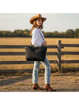 PARTIQ - Womens Large Capacity Canvas Niche Handbag - Black