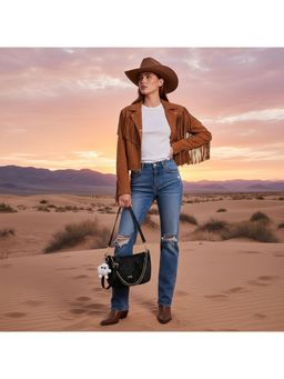 PARTIQ - Fashion Niche Bucket Handbag With Detachable Strap - Black