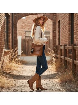 PARTIQ - Texture All-Match Commuter Portable Bucket Handbag With Detachable Strap - Brown