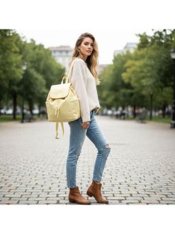 PARTIQ - Trend Korean College Womens Backpack - Yellow