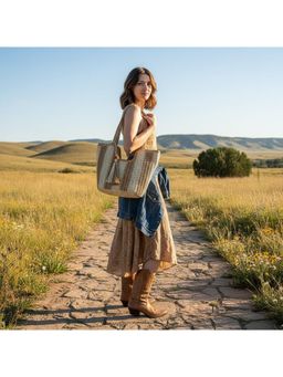 PARTIQ - Commuter Summer Seaside Vacation Beach Handbag - Khaki