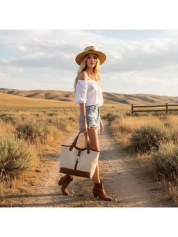 PARTIQ - Style Summer Fashion Work Commuter Canvas Versatile Handbag - Brown