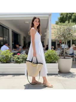 PARTIQ - Capacity Vegetable Basket One-Shoulder Holiday Beach Tote Bag - Beige