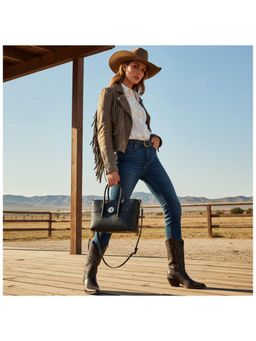 PARTIQ - Womens Lychee Pattern All-Match Light Luxury Simple Handbag with Detachable Strap - BLACK