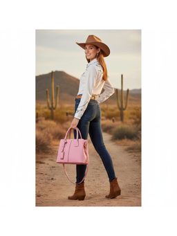 PARTIQ - Style Middle-Aged Large Capacity Handbag With Detachable Strap - Pink