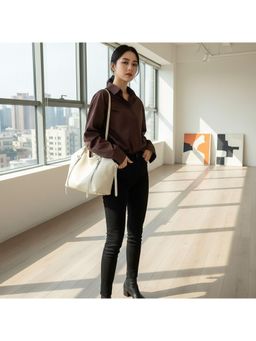 PARTIQ - Retro Shoulder Wing Lazy Style Travel Leisure Large Handbag - White