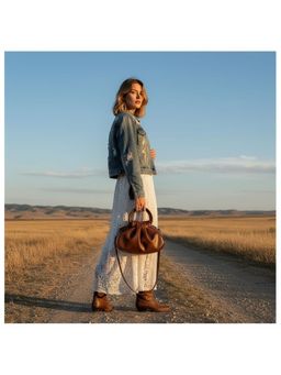 PARTIQ - Cloud Hand Style Hand-Held Outgoing Niche Pleated Handbag with Detachable Strap - Brown