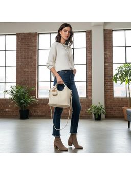 PARTIQ - All-Match Travel Commuter Womens Handbag With Detachable Strap - White