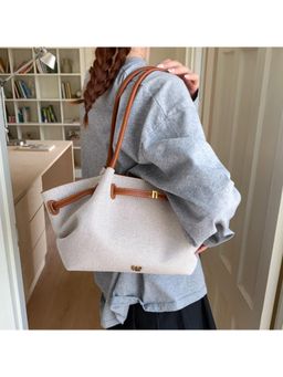 PARTIQ - Large-Capacity Casual Canvas For Women Niche Simple Handheld Shoulder Tote Handbag - Brown