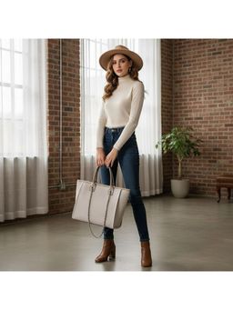 PARTIQ - Womens Fashion Canvas Commuter Mommy Autumn Handbag With Detachable Strap - Grey