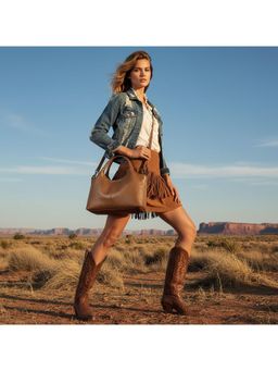 PARTIQ - One Shoulder Middle-Aged Womens Mother Soft Leather Handbag With Detachable Strap - Brown