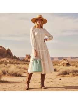 PARTIQ - Bucket Style Niche Design Retro Handbag With Detachable Strap - Green