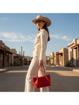 PARTIQ - One-Shoulder Underarm Fashionable Commuter Large Capacity Black Handbag - Red