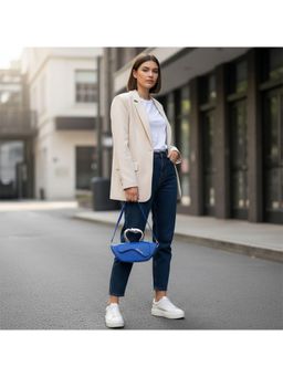 PARTIQ - Style Fashionable Versatile Saddle Handbag With Detachable Strap - Blue