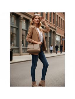 PARTIQ - Large Capacity Square Messenger Bag - Coffee Brown (L)