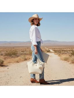 PARTIQ - Versatile Handheld Tote Bag with Detachable Strap For Women - White