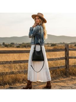 PARTIQ - Fashion Large Capacity Womens Handbag with Detachable Strap - Black