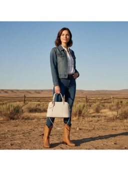 PARTIQ - Western-Style Womens Handbag with Detachable Strap - White