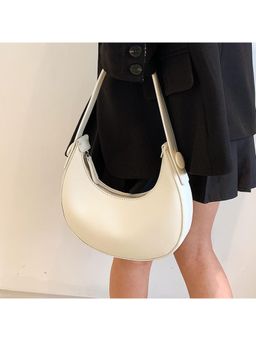 PARTIQ - One-Shoulder Crescent Niche Design Dumpling Underarm Handbag - White