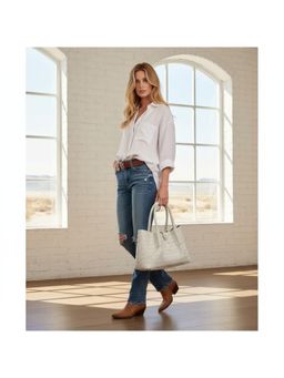 PARTIQ - Small Outing All-Match Western Style Woven Basket Handbag - White