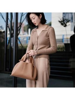 PARTIQ - All-Match Color Handheld Handbag - Brown