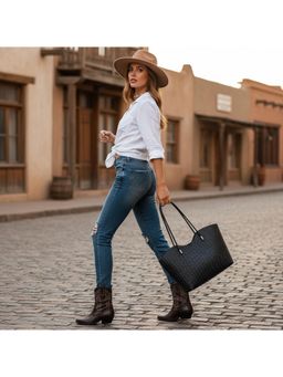 PARTIQ - Womens Large Capacity Tote Bag With Pouch - Black