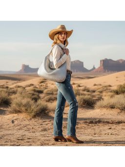 PARTIQ - Single-Shoulder Niche Cross-Border Textured Handbag - Silver