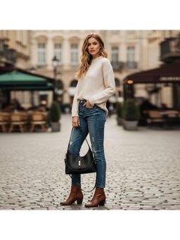 PARTIQ - Armpit Versatile Crescent Handbag with Detachable Strap - Black