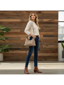 PARTIQ - Armpit Versatile Crescent Handbag with Detachable Strap - Beige